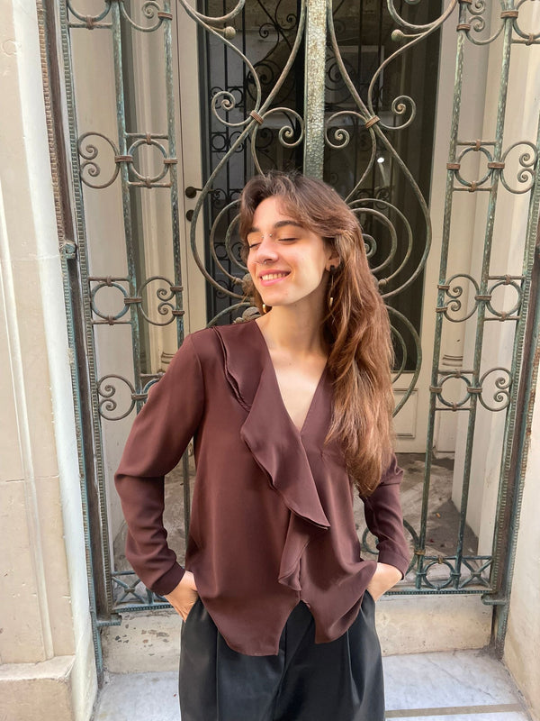 Blusa con scollo a V rouches Nelly