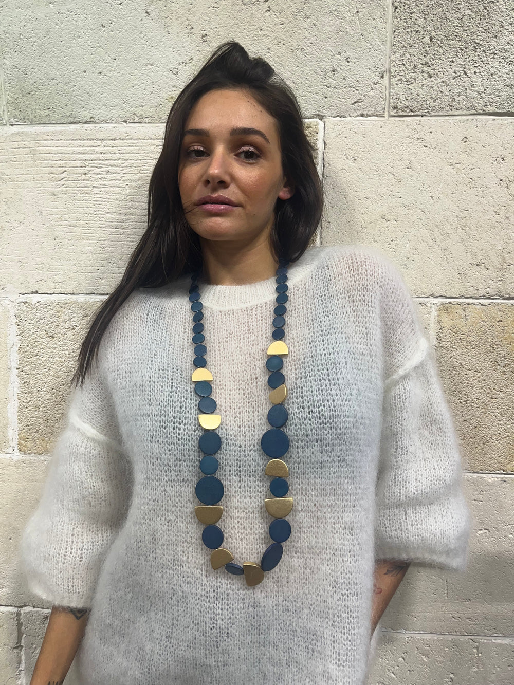 Finrezio Collana Lunga in Legno Marrone a Strati Set 4 Pezzi - Maglione Fatto a Mano Vintage Bohemico con Libellula e Albero della Vita