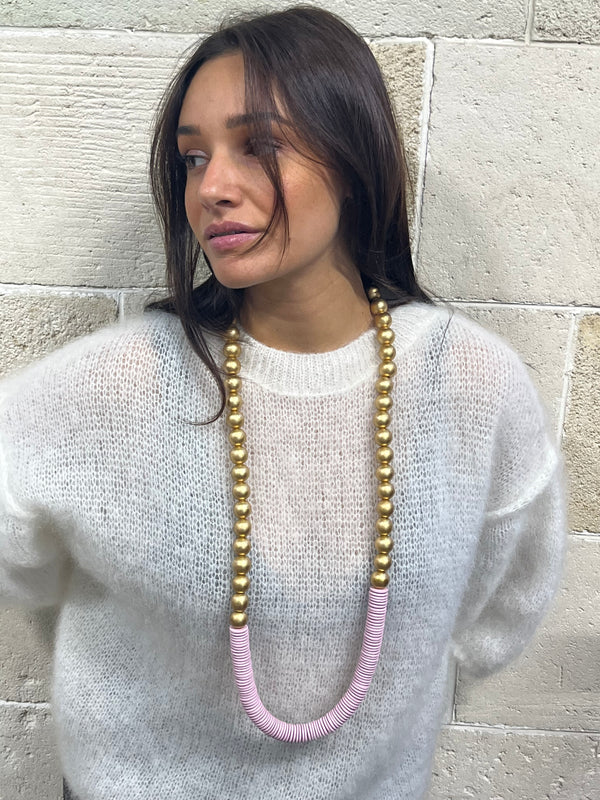 Collana lunga legno metallic Tunisia