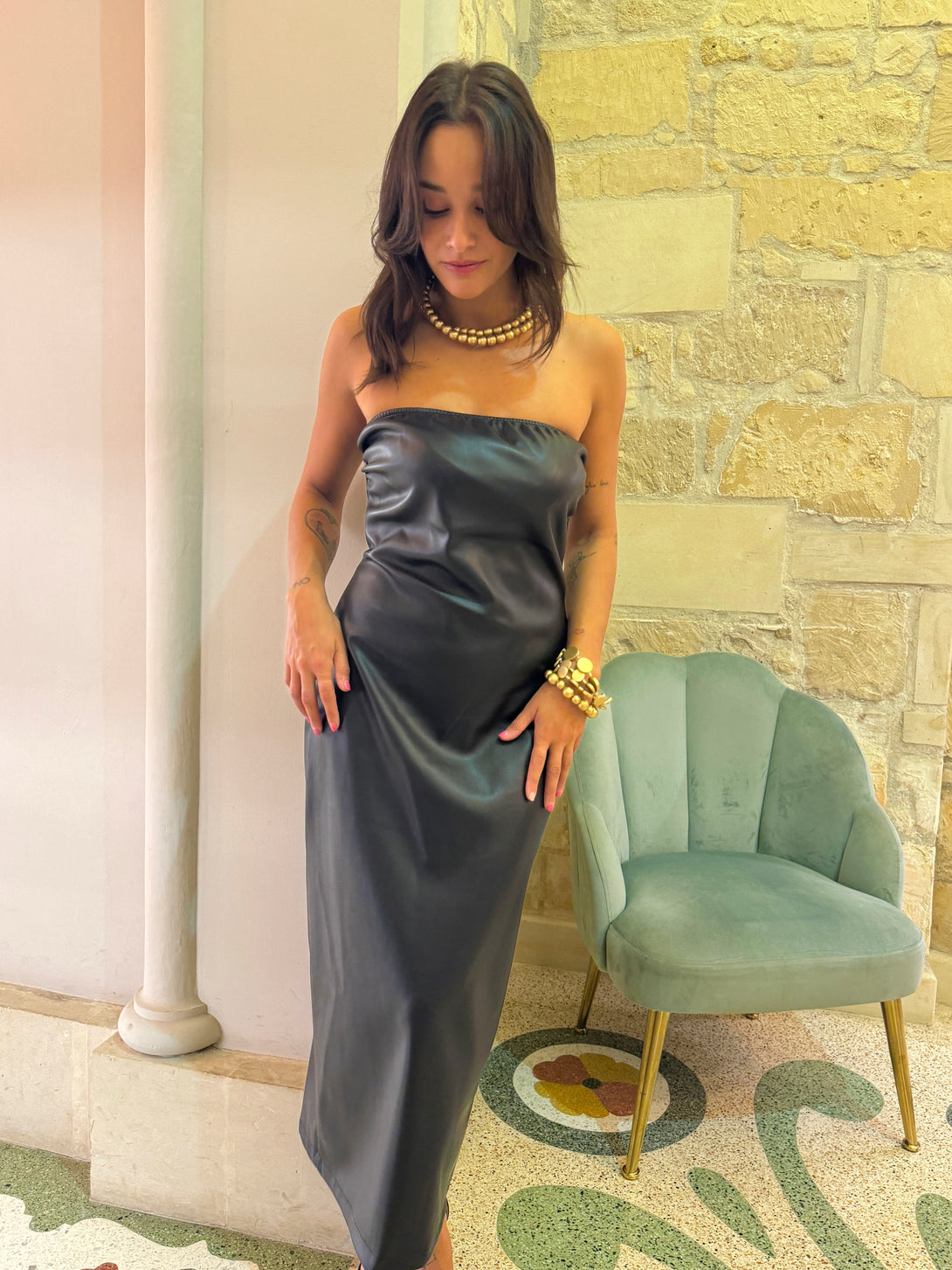 Abito tubino ecopelle Charlotte-Bijondo-Bijondo