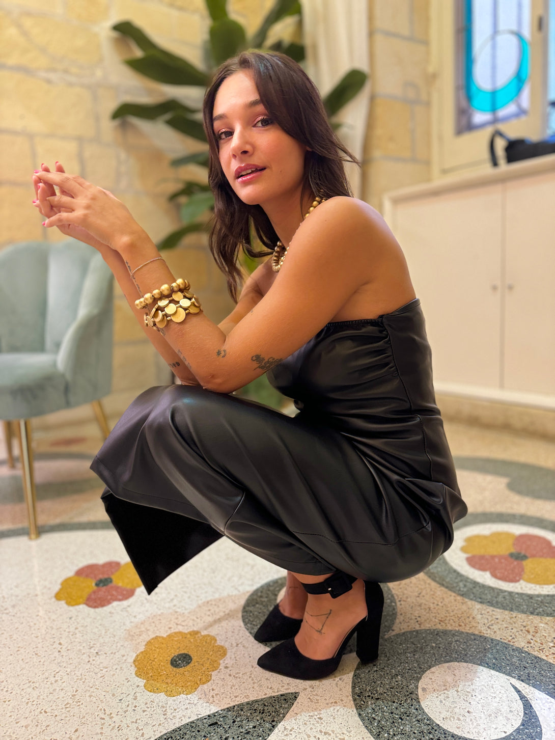 Abito tubino ecopelle Charlotte-Bijondo-Bijondo