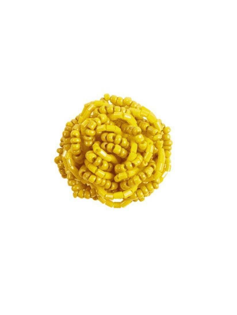 Anello Perline Fiore - giallo - Bijondo