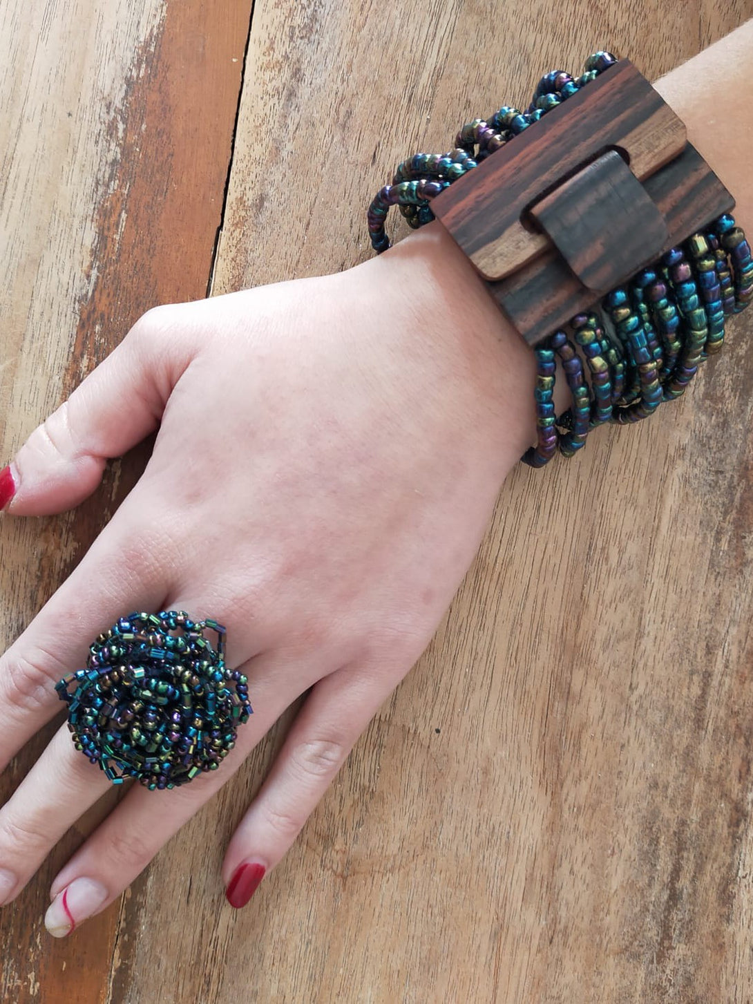 Anello Perline Fiore-cangiante-Bijondo