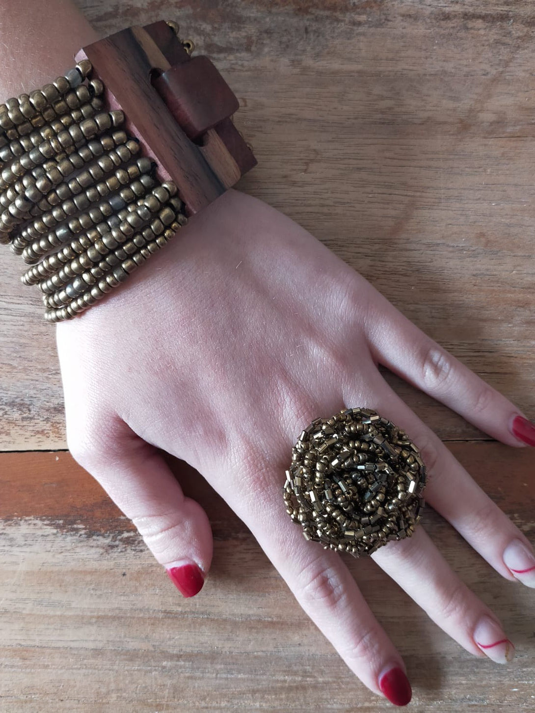 Anello Perline Fiore-oro-Bijondo