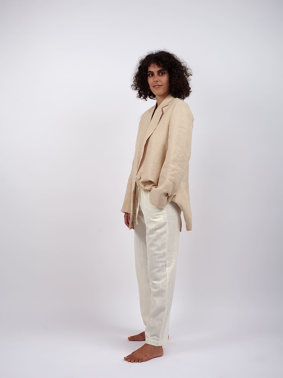 Blazer Lino Shanti Ji - beige - Bijondo