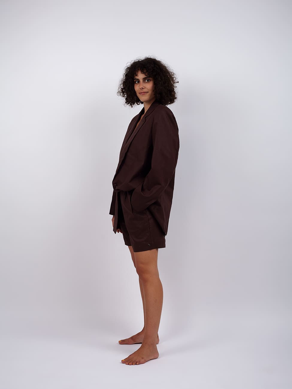 Blazer Lino Shanti Ji - marrone - Bijondo