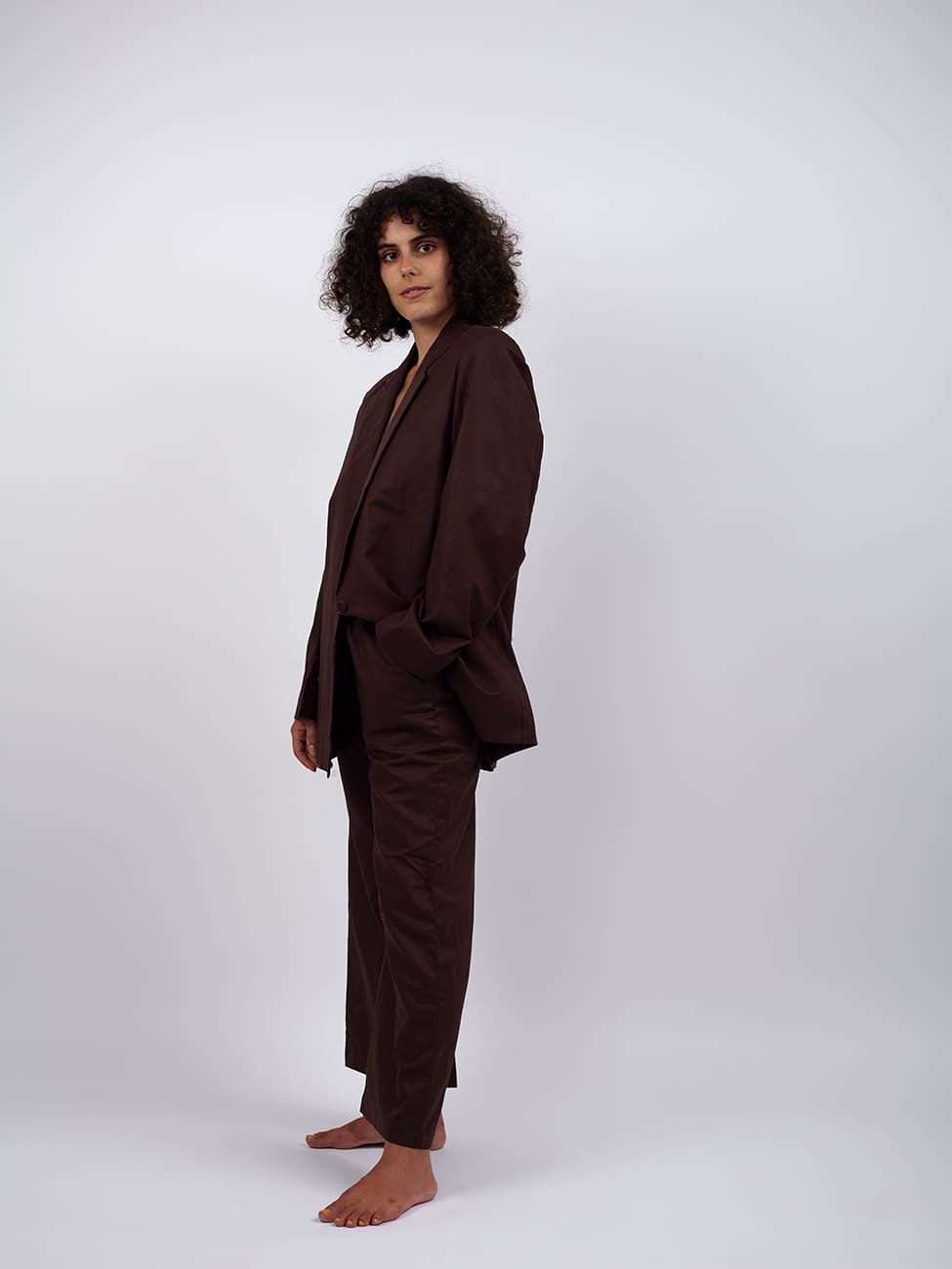 Blazer Lino Shanti Ji - marrone - Bijondo