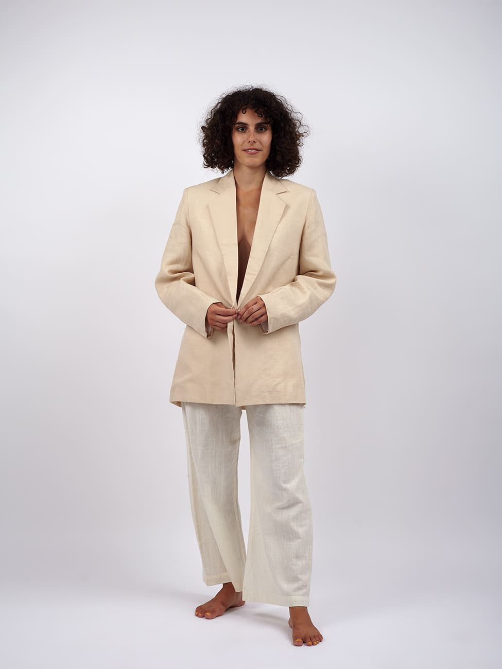 Blazer Lino Shanti Ji - beige - Bijondo