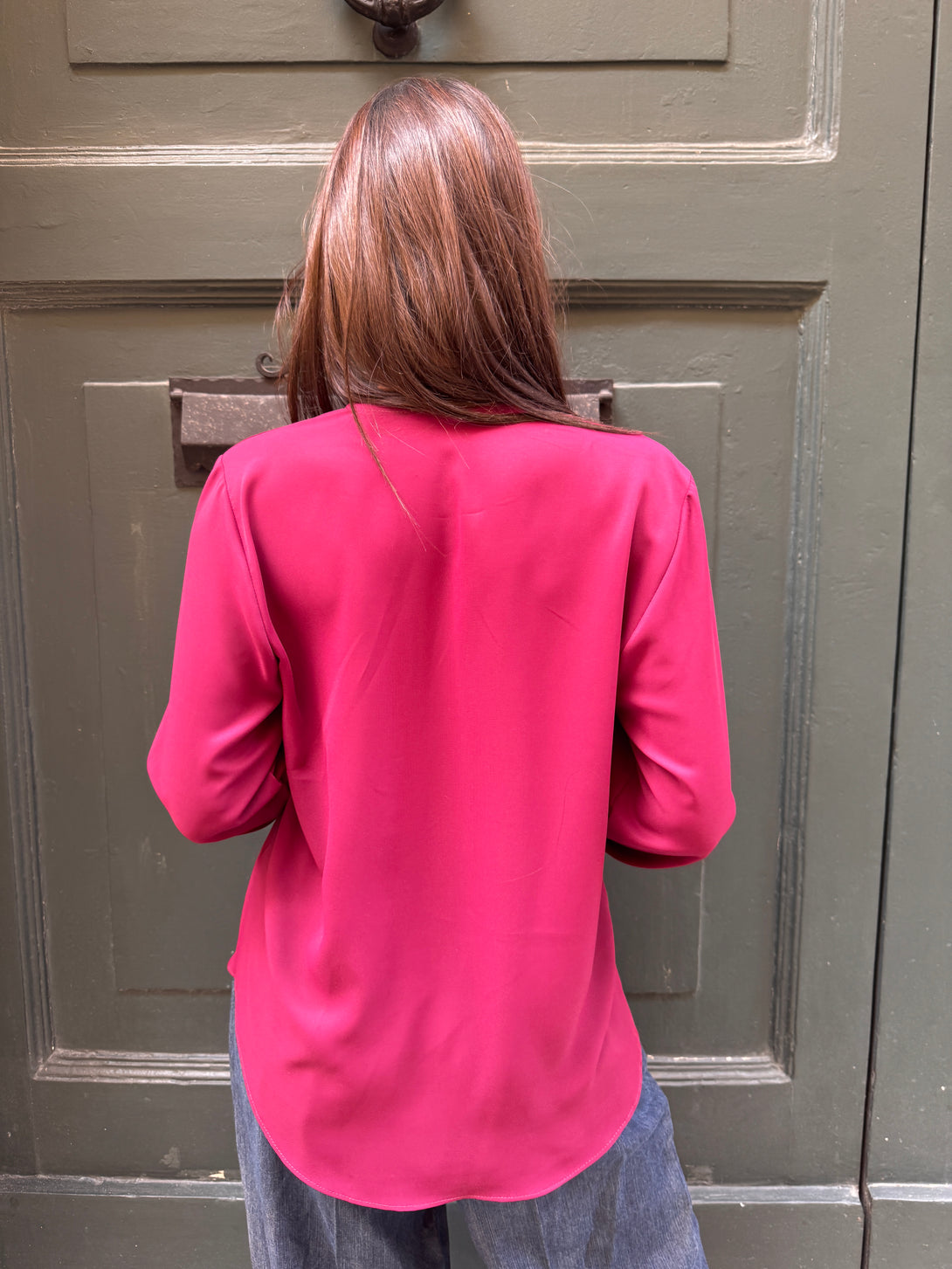 Blusa con scollo a V rouches Nelly-camicia-Bijondo-Bijondo