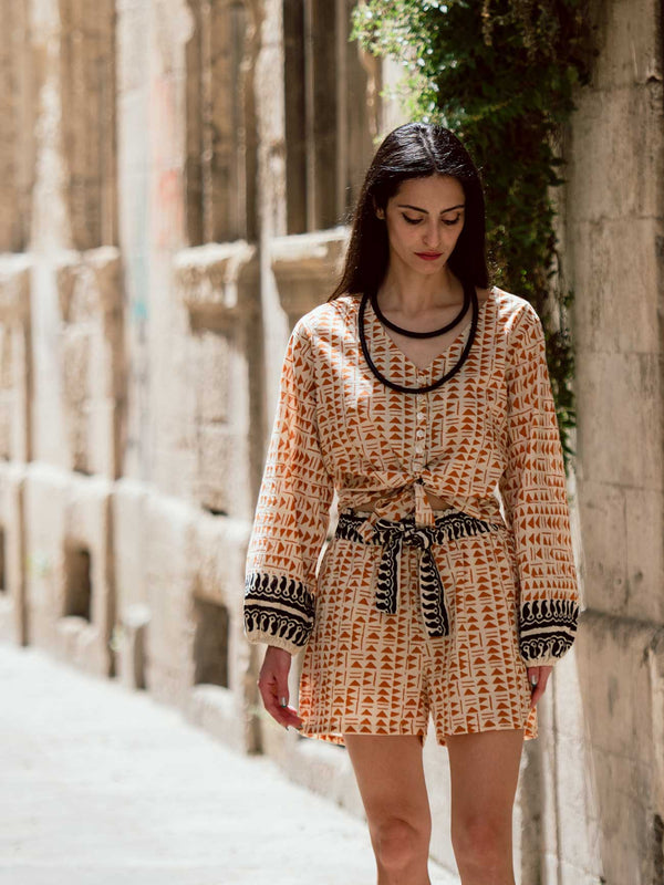 Blusa cotone blockprint Georgiana-Top-WhyY-giallo-S-M-Bijondo