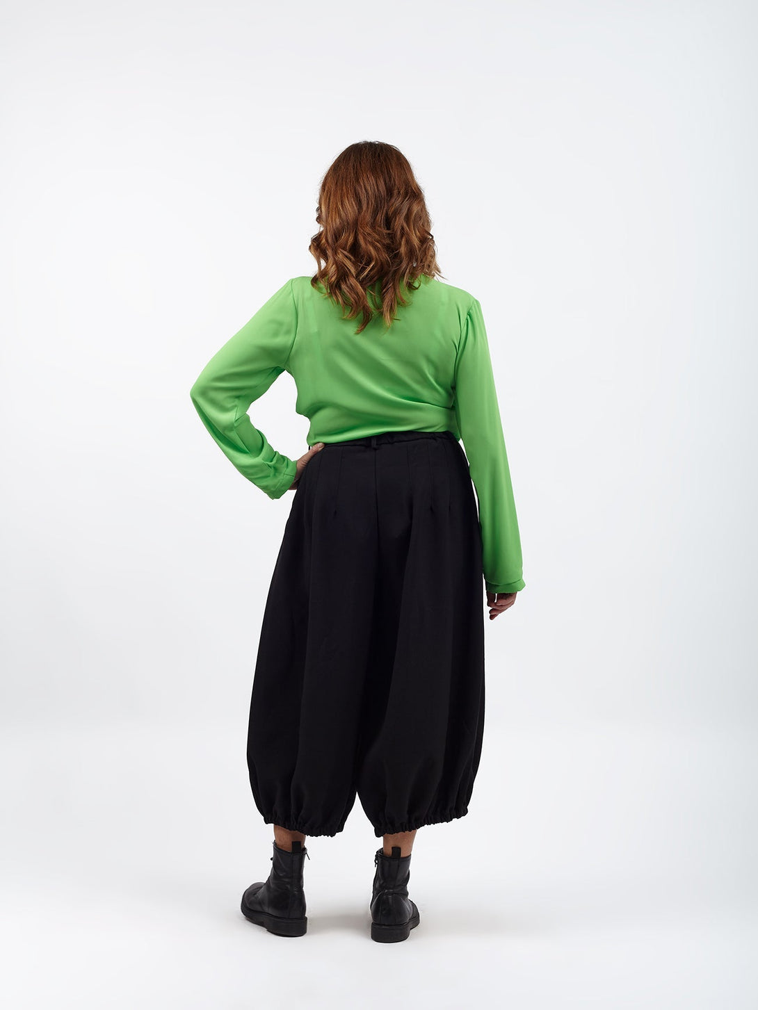 Blusa incrocio chiffon scollo a V Berenice - chartreuse - Bijondo