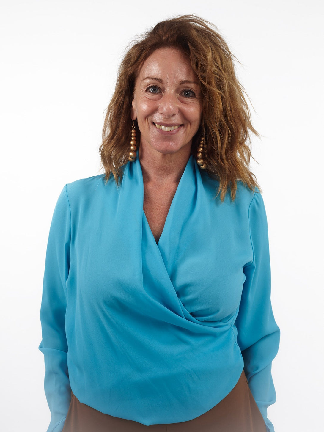 Blusa incrocio chiffon scollo a V Berenice-celeste-S-Bijondo