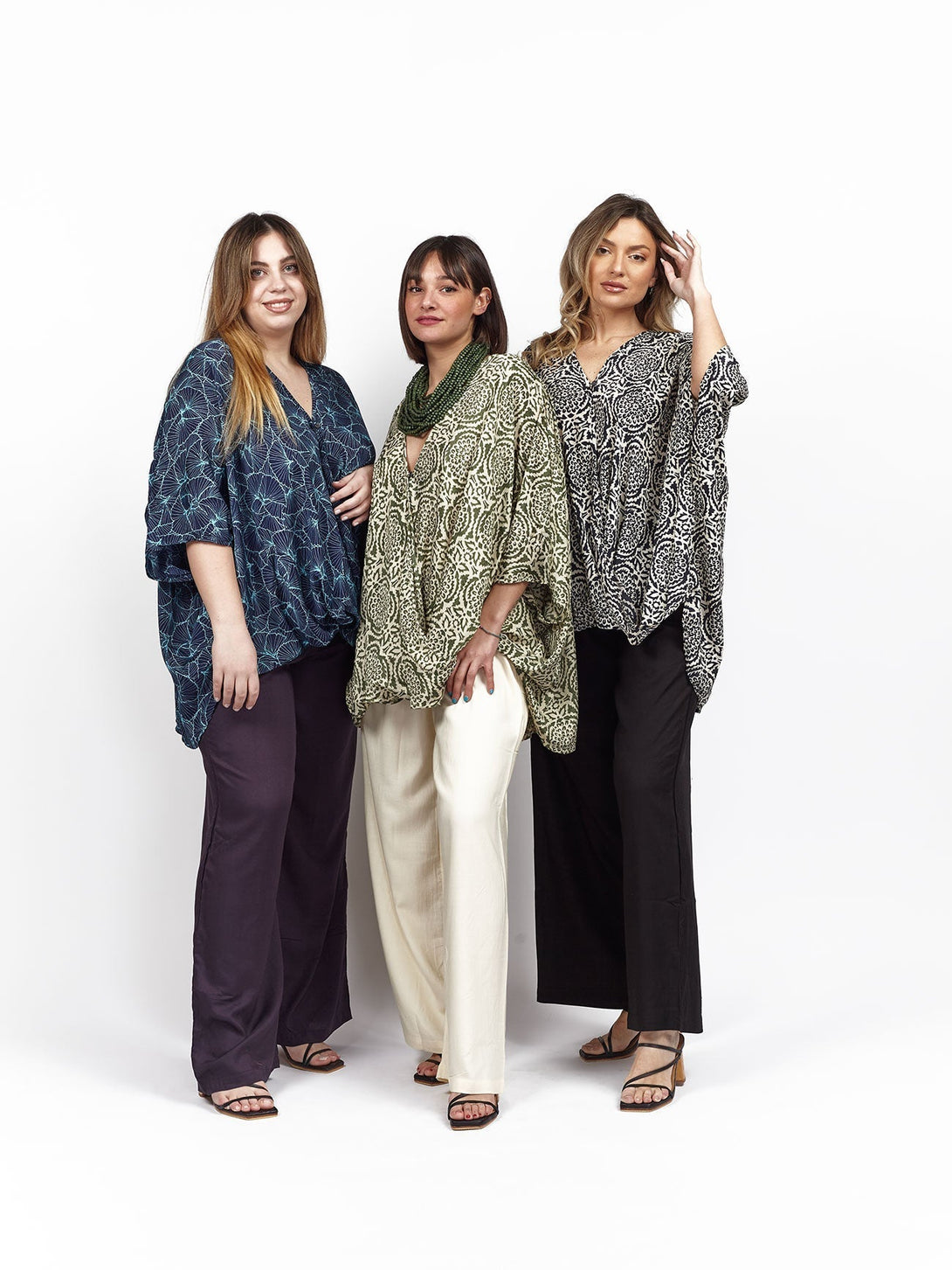 Blusa over seta manica pipistrello Celine - verde - Bijondo