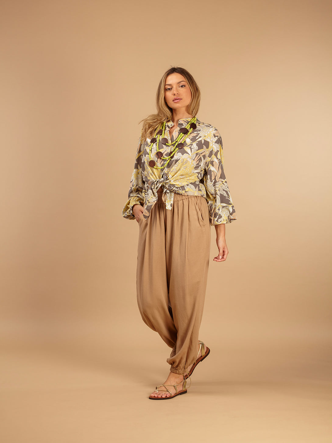 Blusa stampa Boho in Rayon Miri-Top-Bijondo-Grigio-S-M-Bijondo