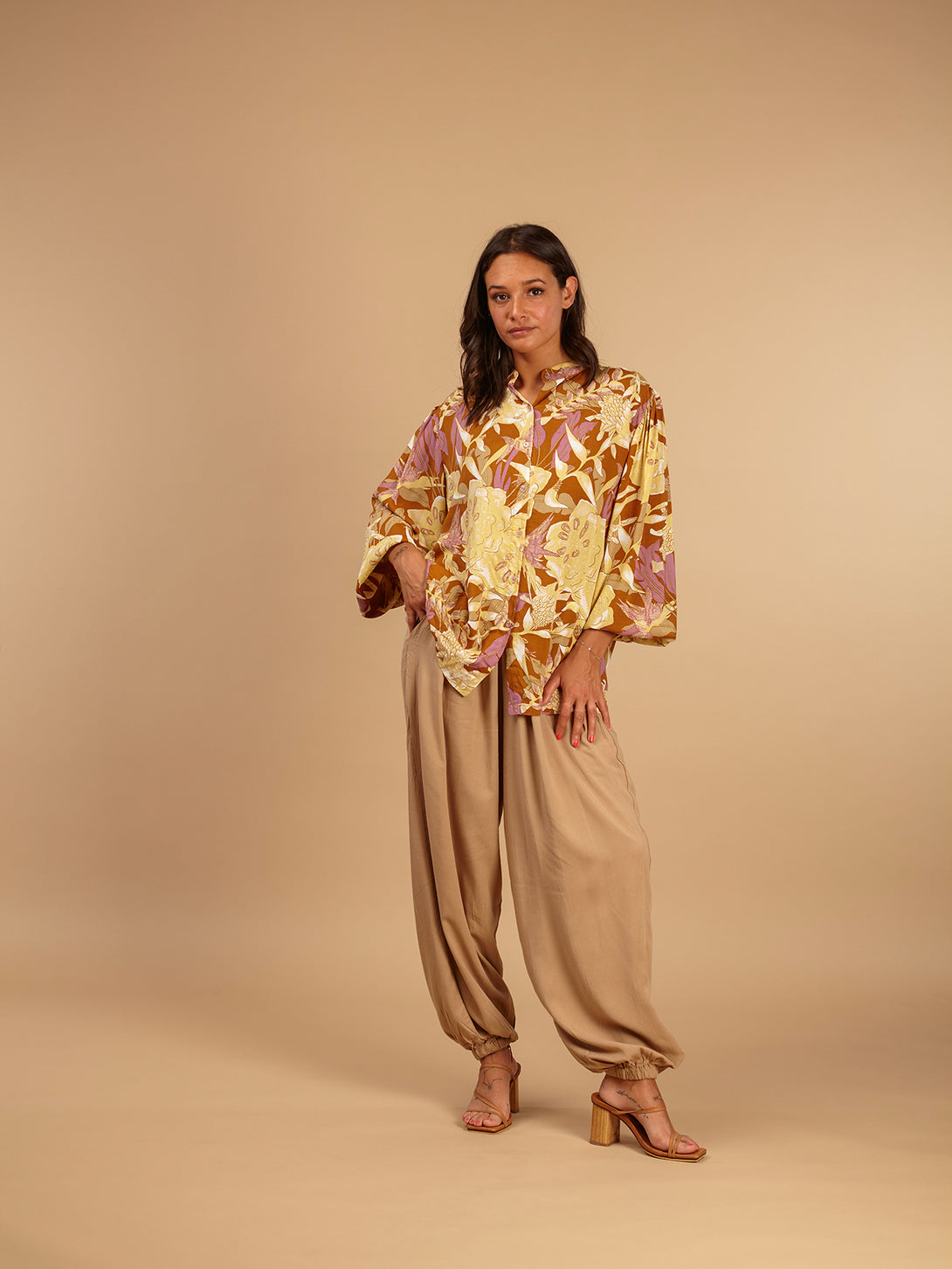 Blusa stampa Boho in Rayon Miri-Top-Bijondo-Marrone-S-M-Bijondo