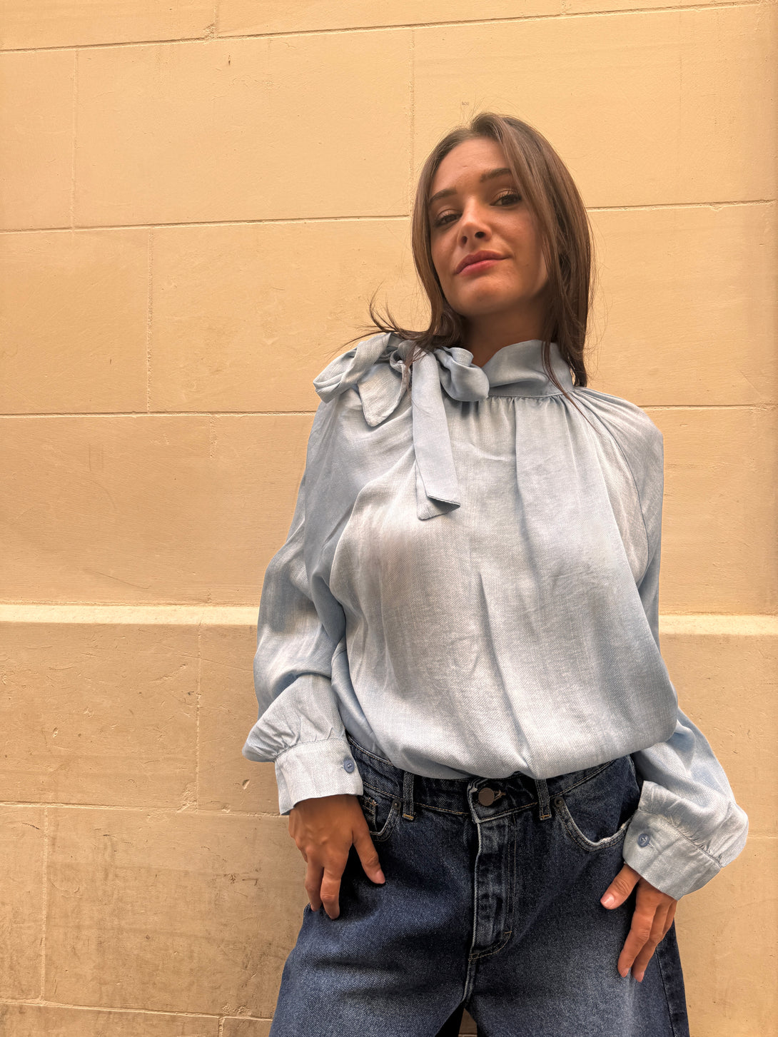 Blusa viscosa fiocco collo Seraphina-camicia-Bijondo-Bijondo