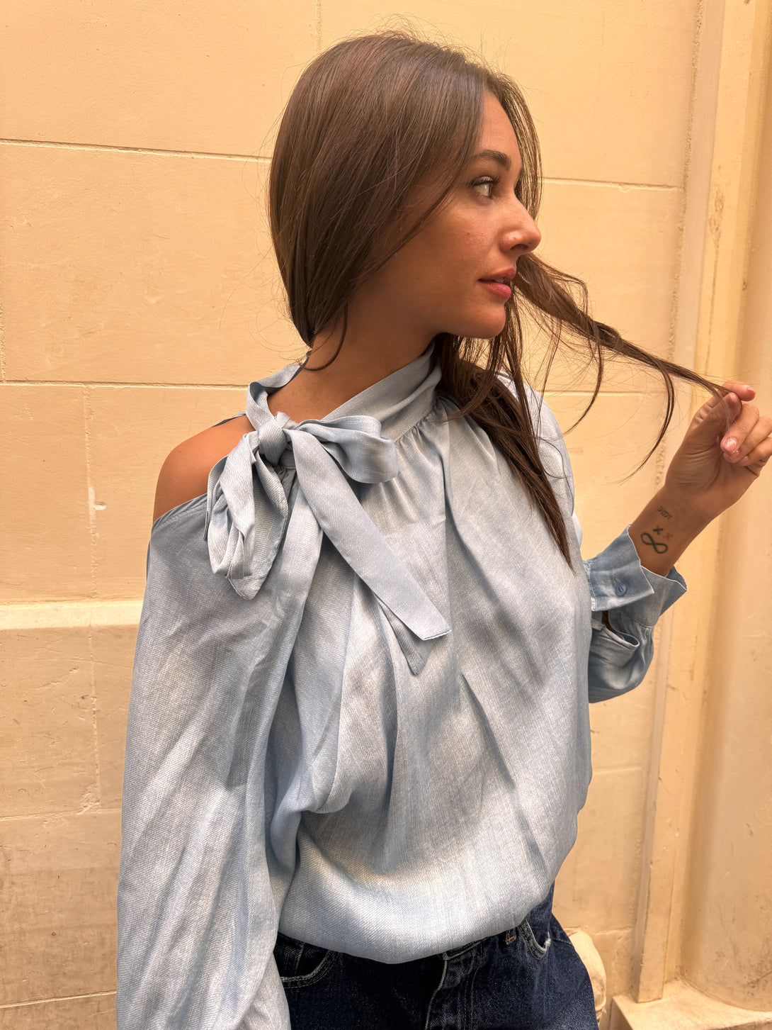 Blusa viscosa fiocco collo Seraphina-camicia-Bijondo-Bijondo