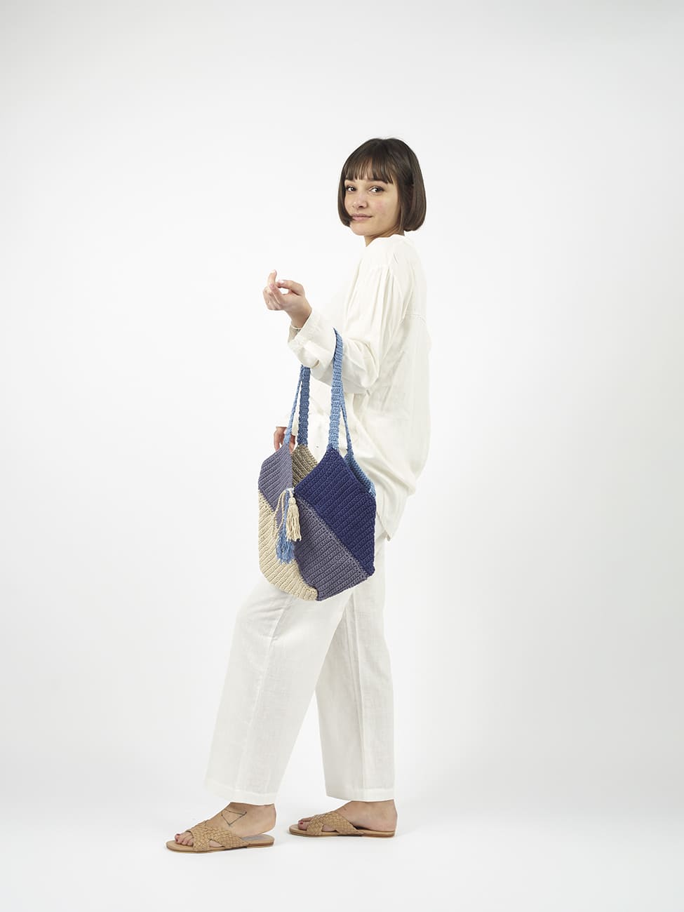 Borsa Crochet Boho Umeka - celeste - Bijondo