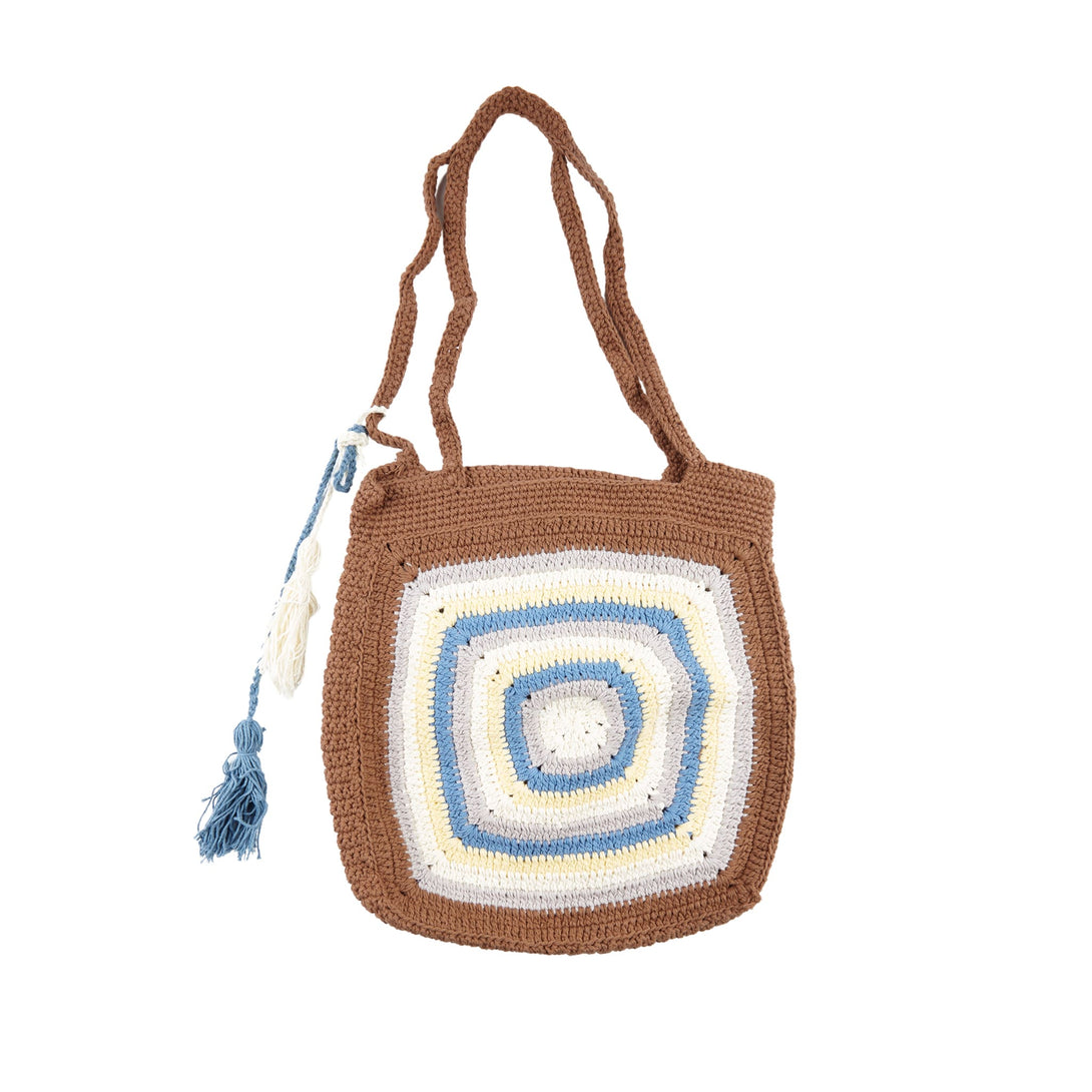 Borsa tracolla boho Crochet Kanna - marrone - Bijondo