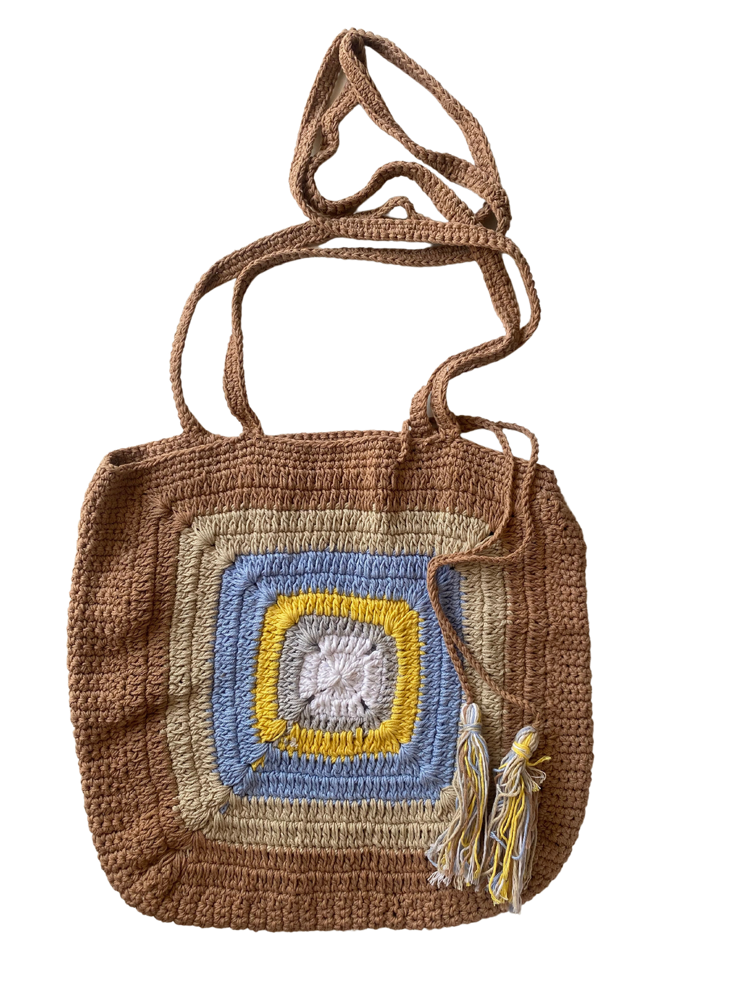 Borsa tracolla boho Crochet Kanna-marrone-Bijondo