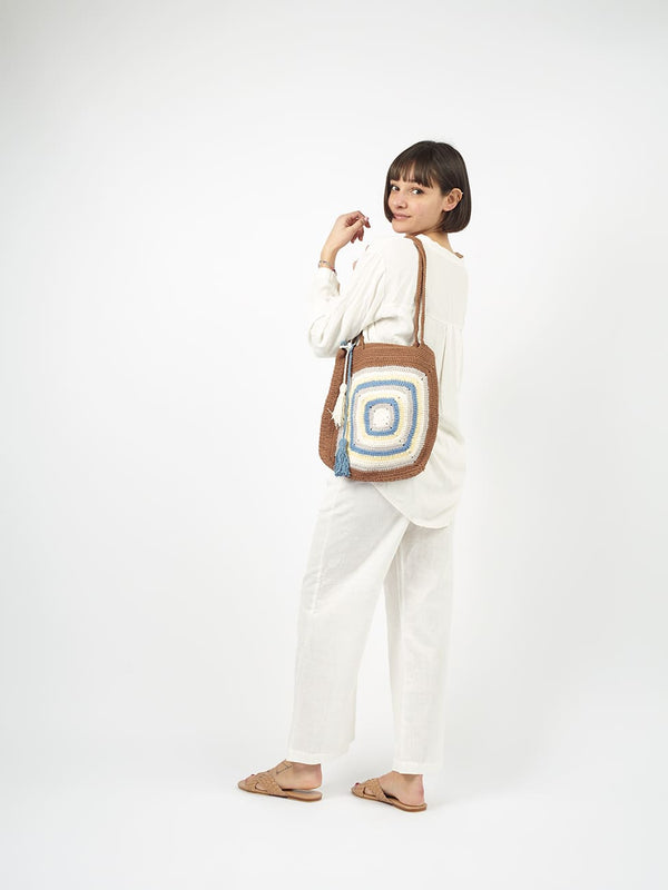 Borsa tracolla boho Crochet Kanna - marrone - Bijondo