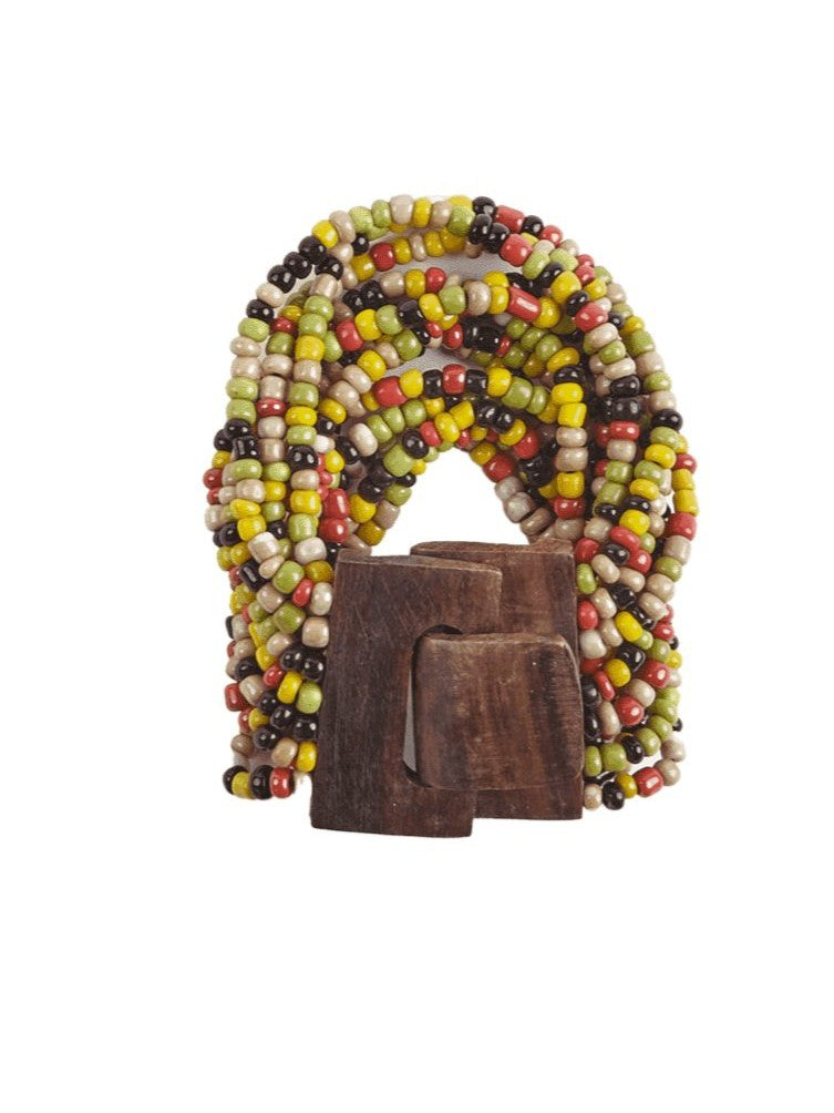 Bracciale Fibbia, legno e perline di vetro, elasticizzato - multicolor - Bijondo