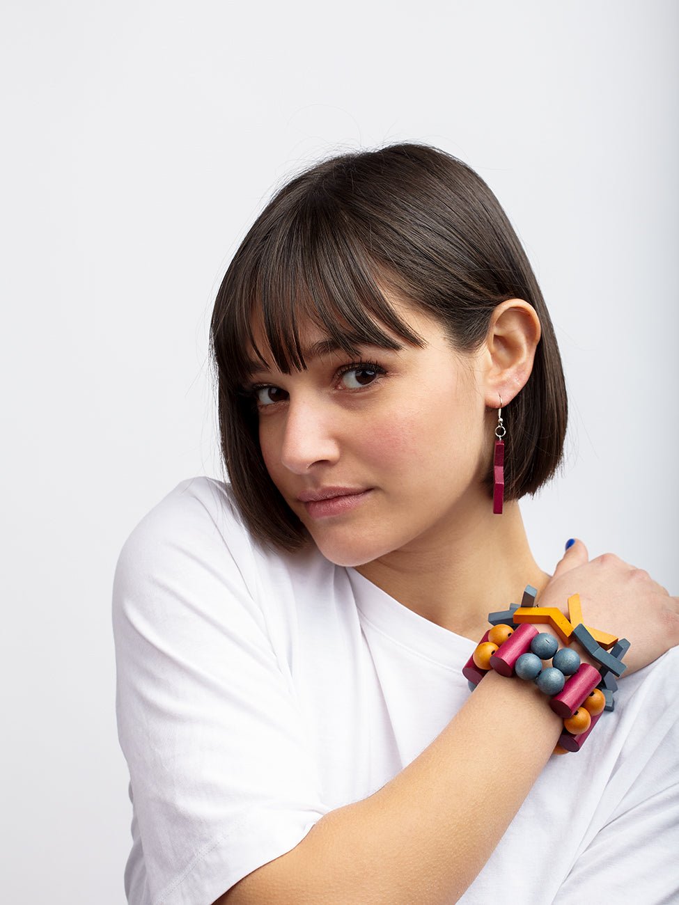 Bracciale Legno elasticizzato Chichén Itzá - fucsia - Bijondo