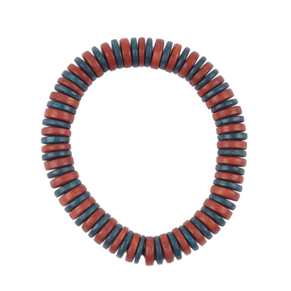 Bracciale Legno elasticizzato Colosseo - petrolio - Bijondo