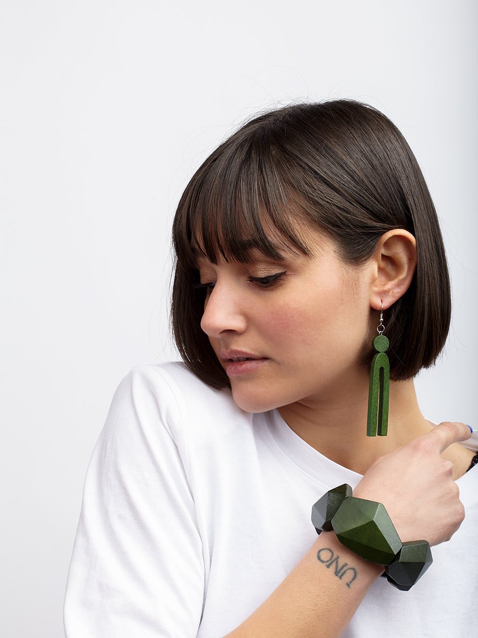 Bracciale Legno elasticizzato Diamond - verde oliva - Bijondo