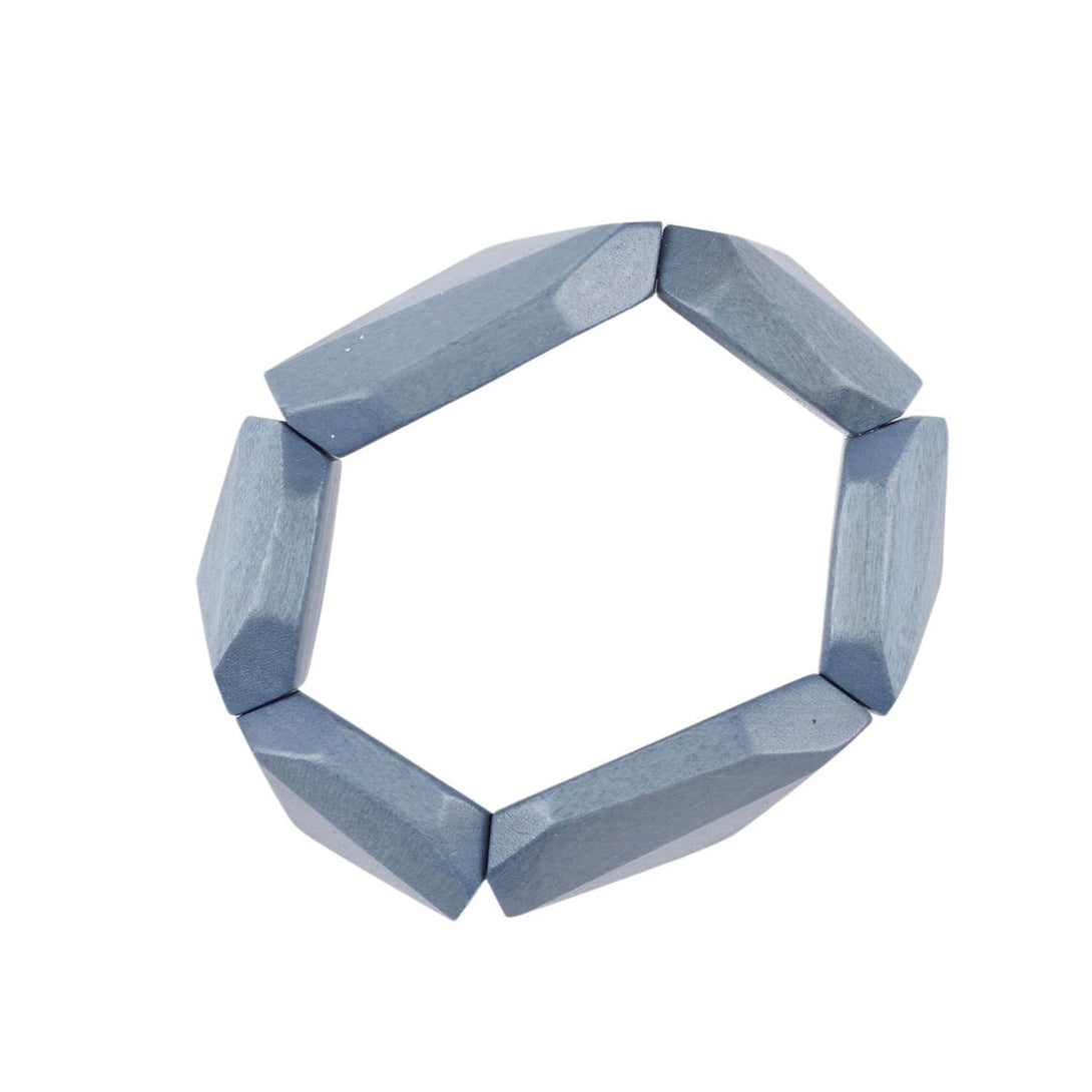 Bracciale Legno elasticizzato Diamond - blu denim - Bijondo