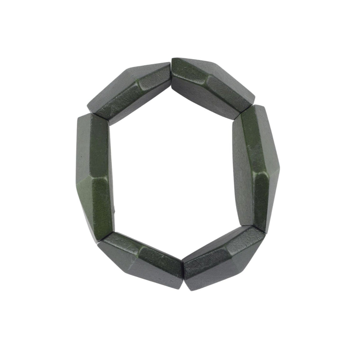 Bracciale Legno elasticizzato Diamond - verde oliva - Bijondo
