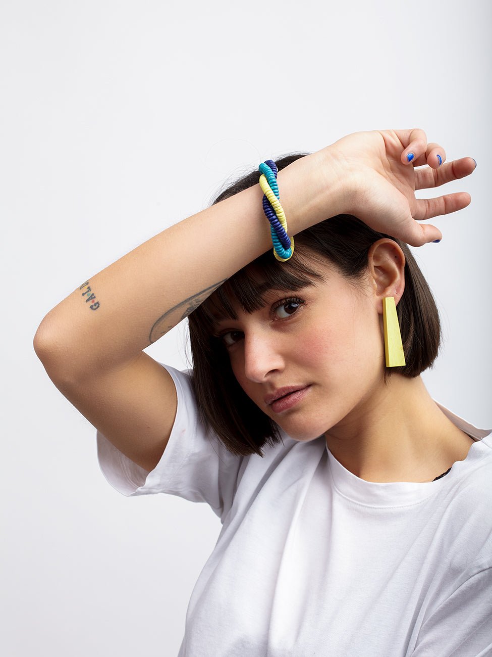 Bracciale Legno elasticizzato Petra - giallo - Bijondo