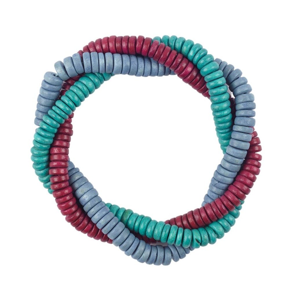 Bracciale Legno elasticizzato Petra - fucsia - Bijondo