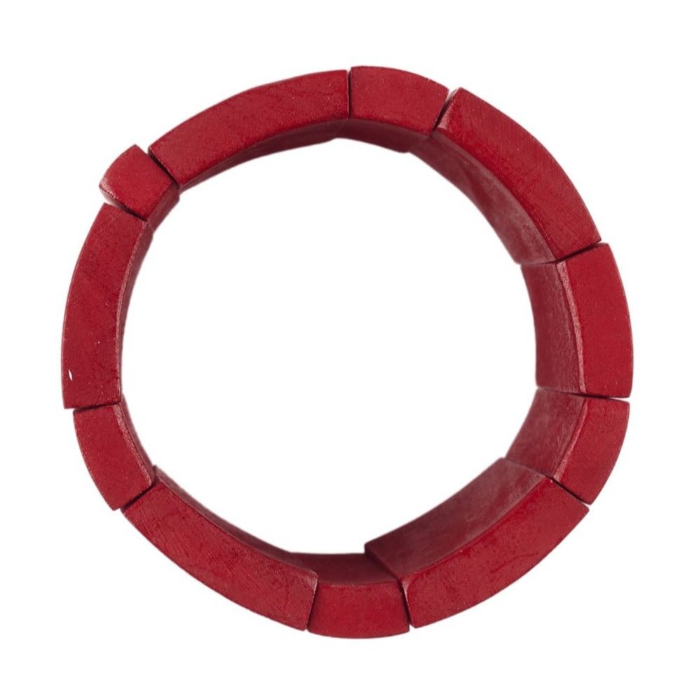 Bracciale Legno grande elasticizzato Esfahan - rosso - Bijondo