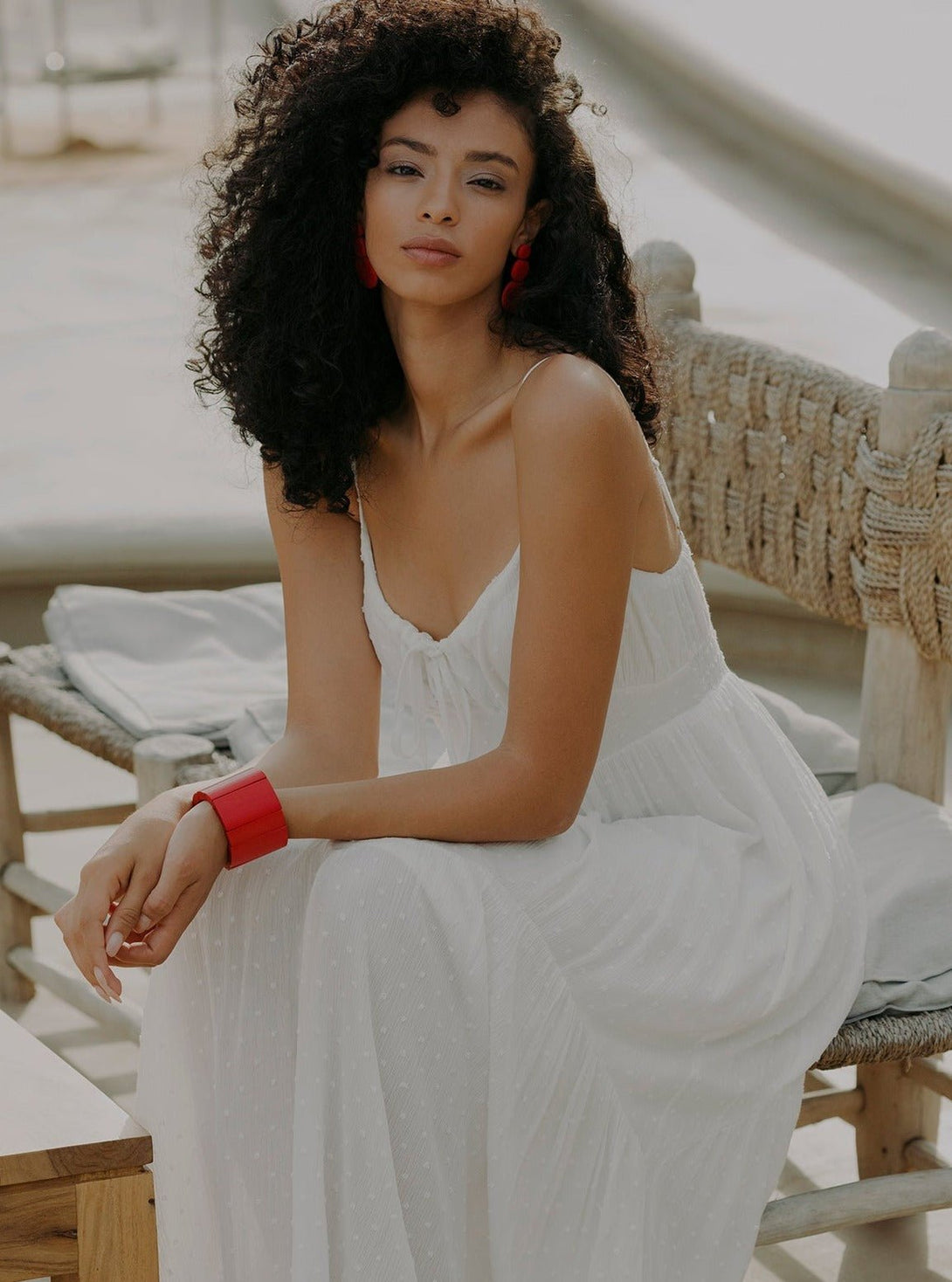 Bracciale Legno grande elasticizzato Esfahan - rosso - Bijondo