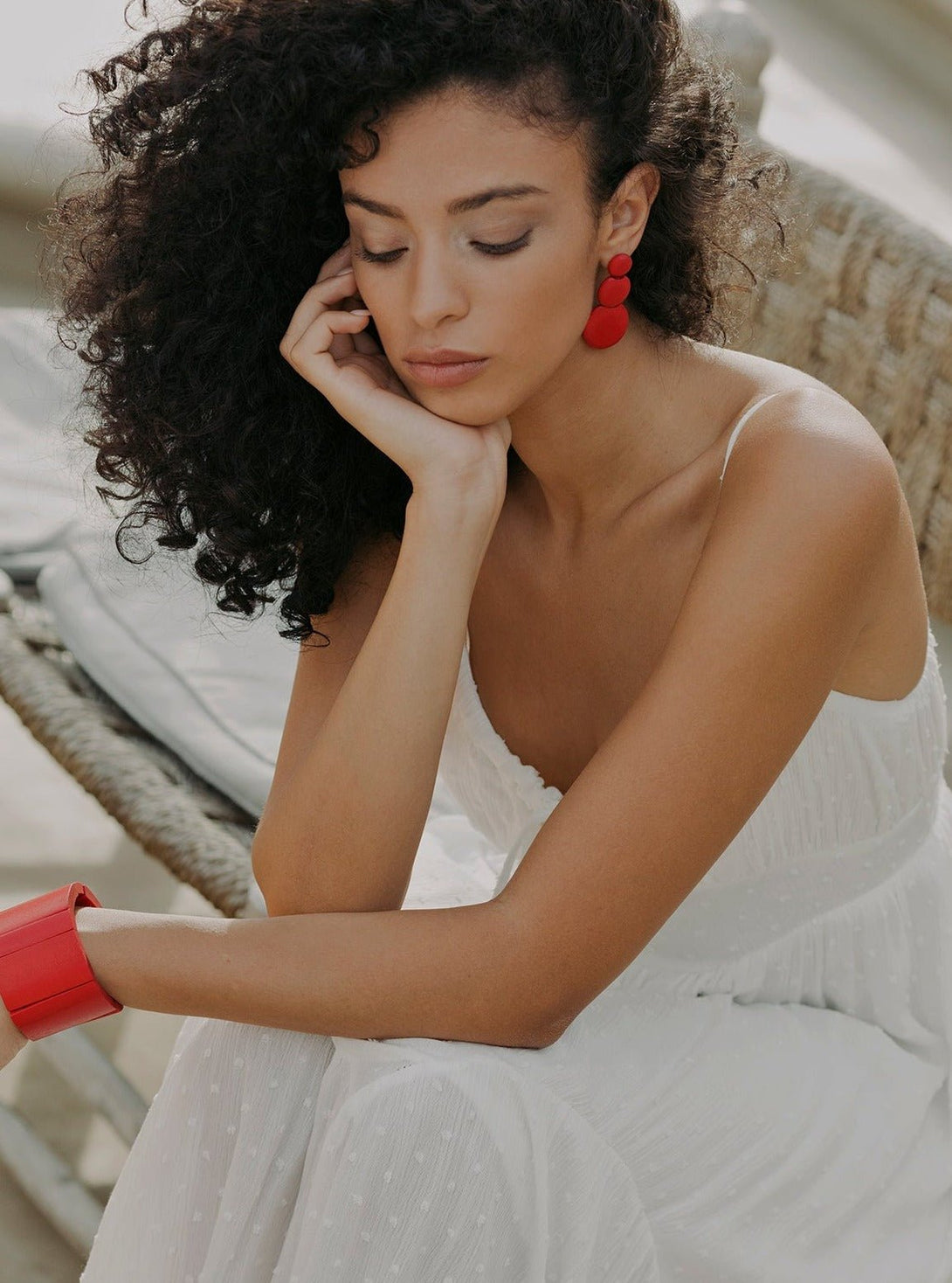 Bracciale Legno grande elasticizzato Esfahan - rosso - Bijondo