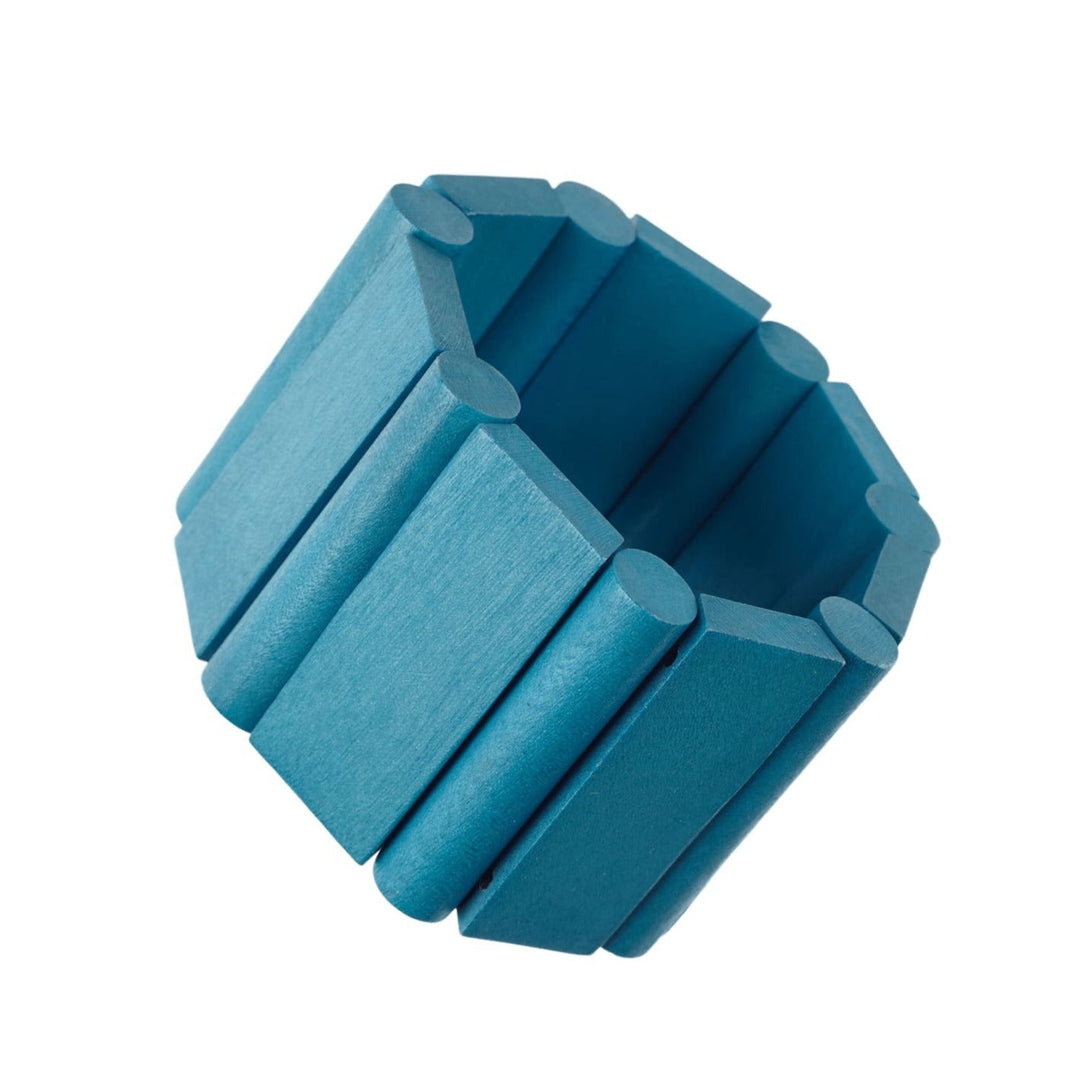 Bracciale Legno grande elasticizzato Naxos - azzurro - Bijondo