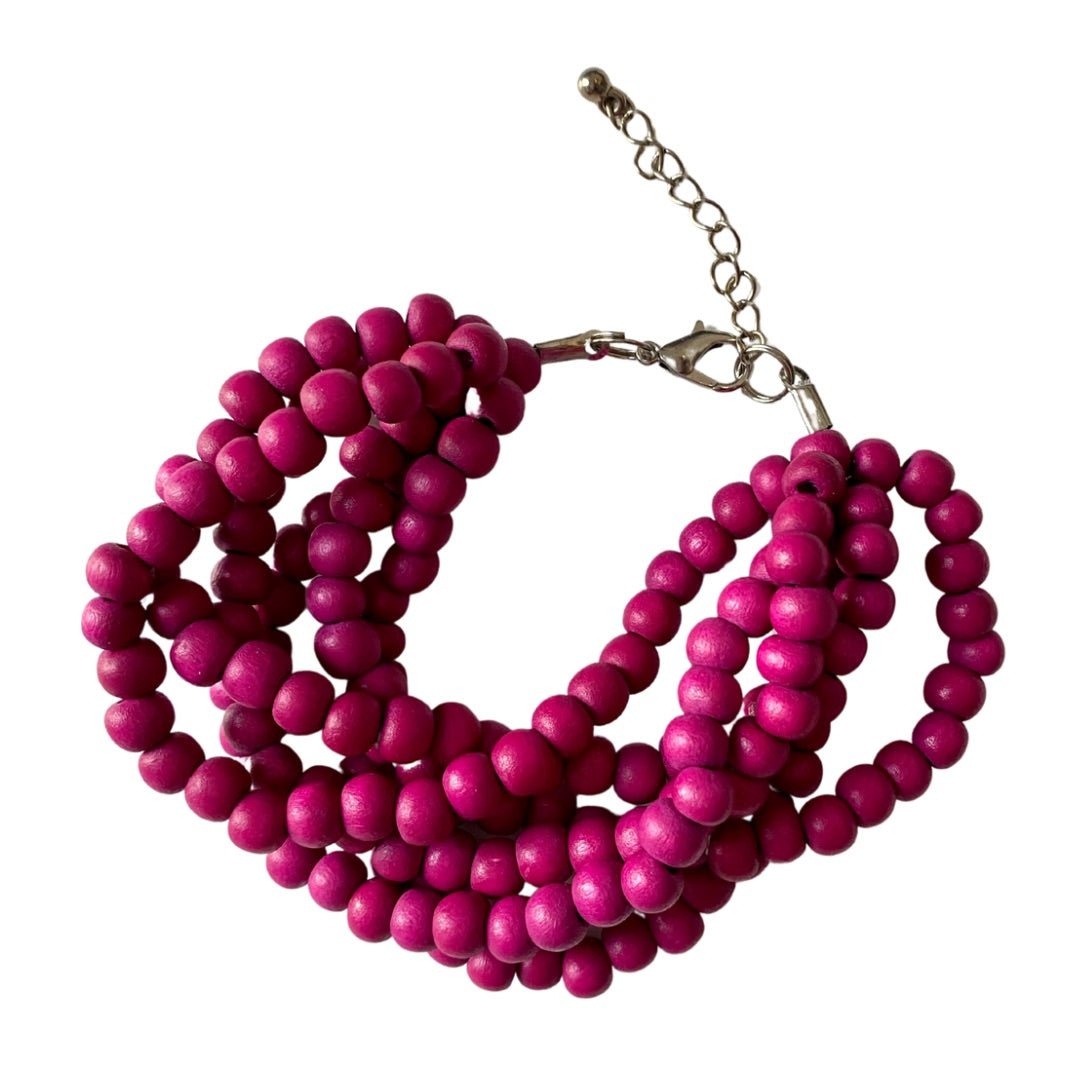 Bracciale Mali legno - fucsia - Bijondo
