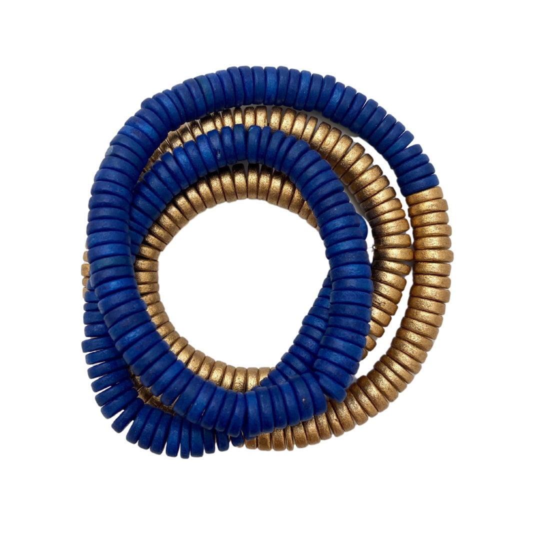 Bracciale Rory legno elastico metallic mix-blu elettrico-Bijondo