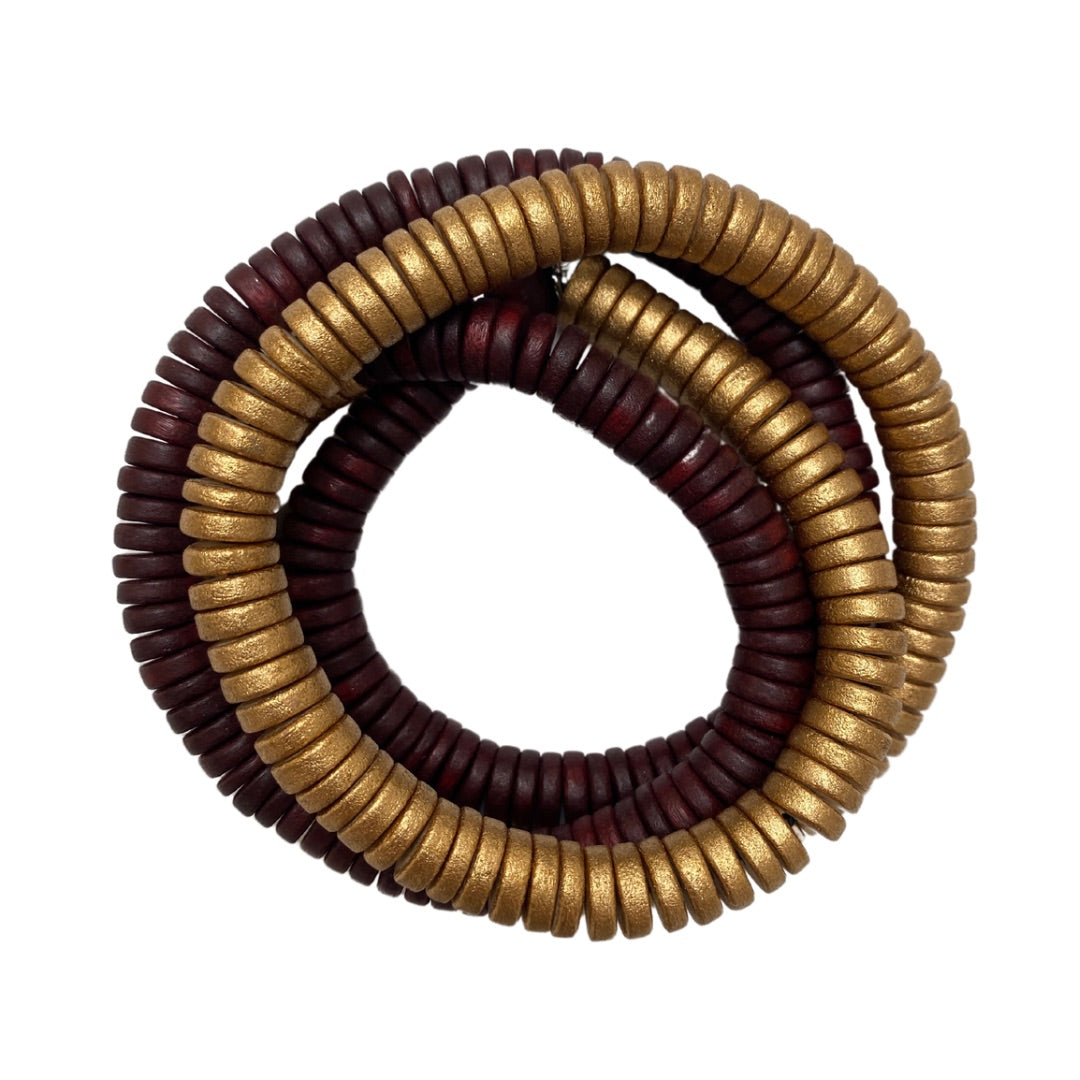 Bracciale Rory legno elastico metallic mix-bordeaux-Bijondo