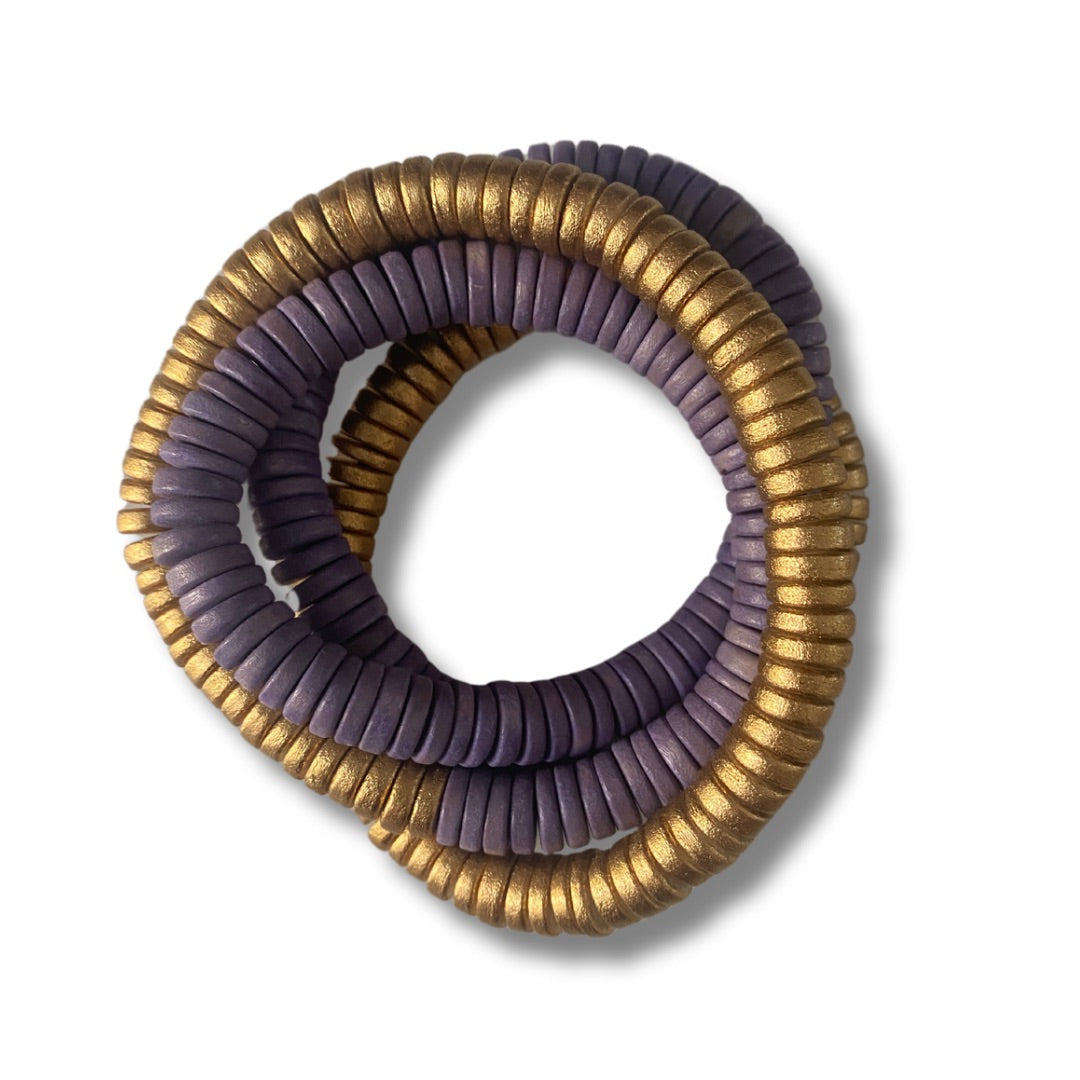 Bracciale Rory legno elastico metallic mix-lilla-Bijondo