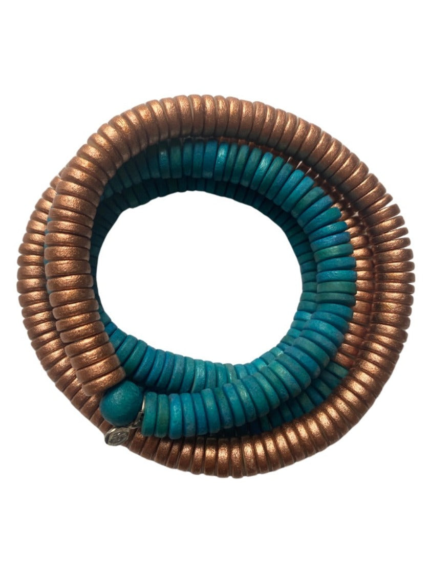 Bracciale Rory legno elastico metallic mix-bracciale-EW-petrolio-Bijondo