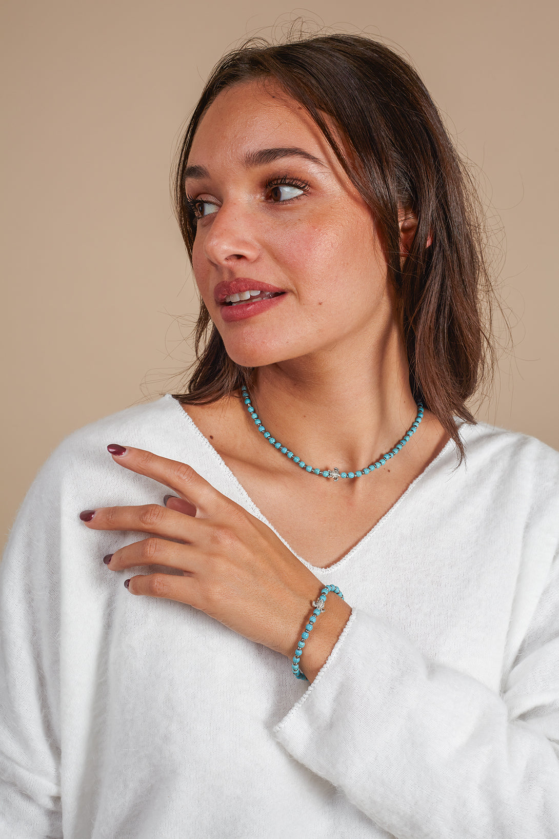 Bracciale Turtle con perline di vetro-bracciale-Bijondo-Turchese-Bijondo