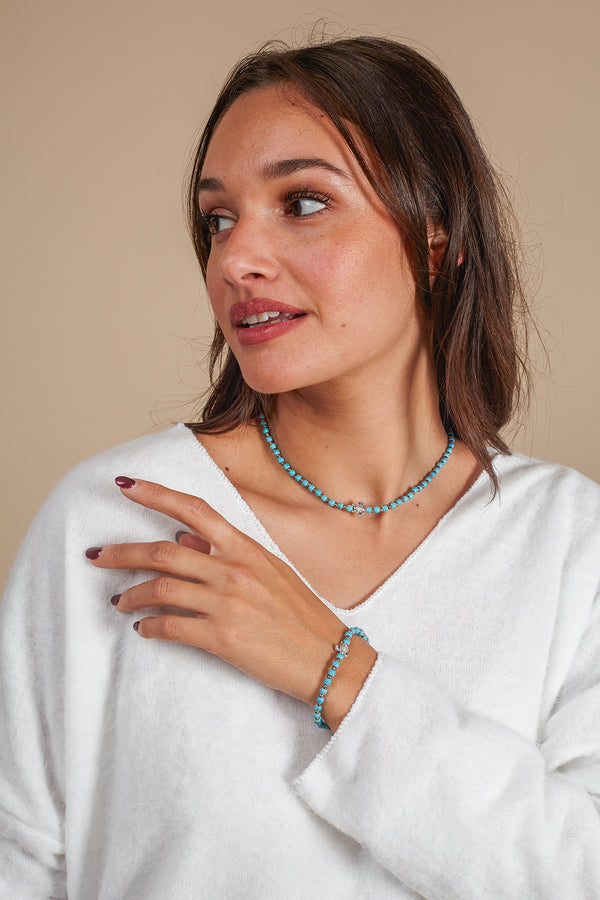 Bracciale Turtle con perline di vetro-bracciale-Bijondo-Turchese-Bijondo