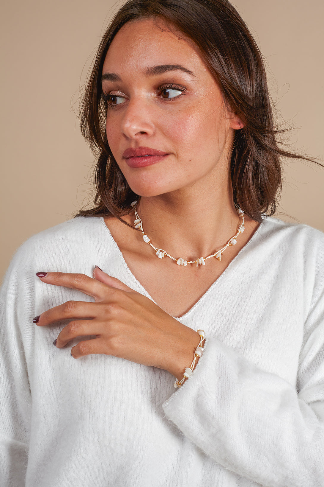 Bracciale cotone e madreperla/pietra Sally-bracciale-Bijondo-Bianco-Bijondo