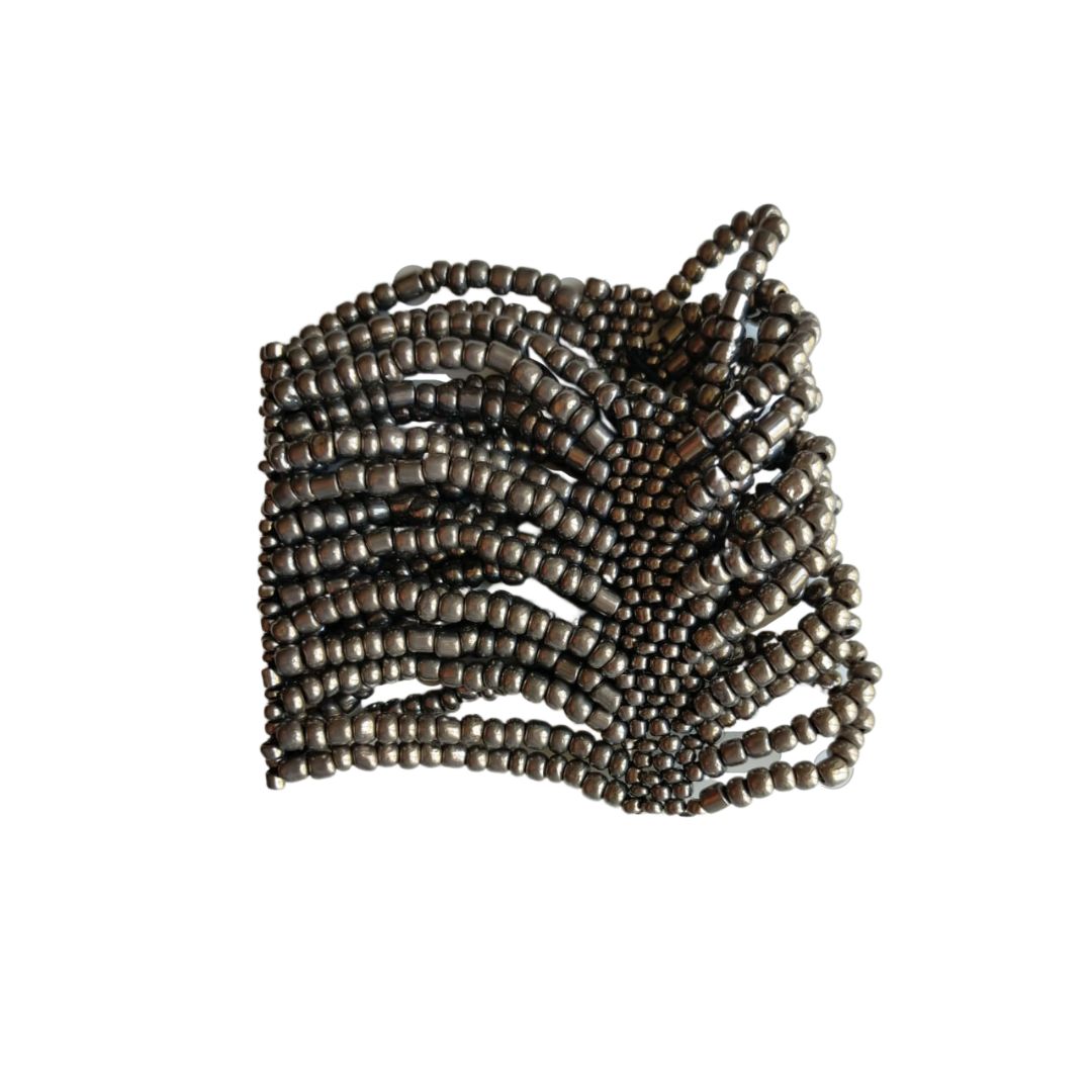Bracciale elasticizzato perline vetro Isabella-argento-Bijondo