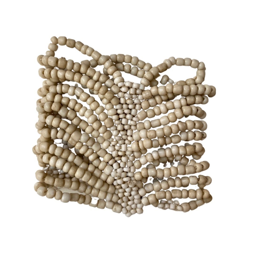 Bracciale elasticizzato perline vetro Isabella - beige - Bijondo