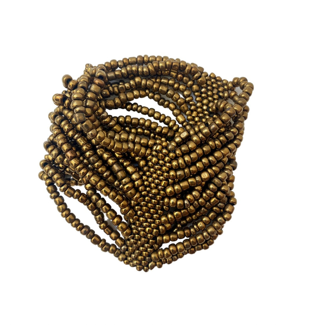 Bracciale elasticizzato perline vetro Isabella-oro-Bijondo