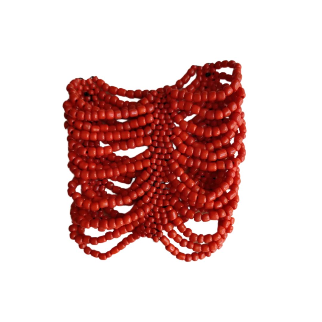 Bracciale elasticizzato perline vetro Isabella-rosso-Bijondo