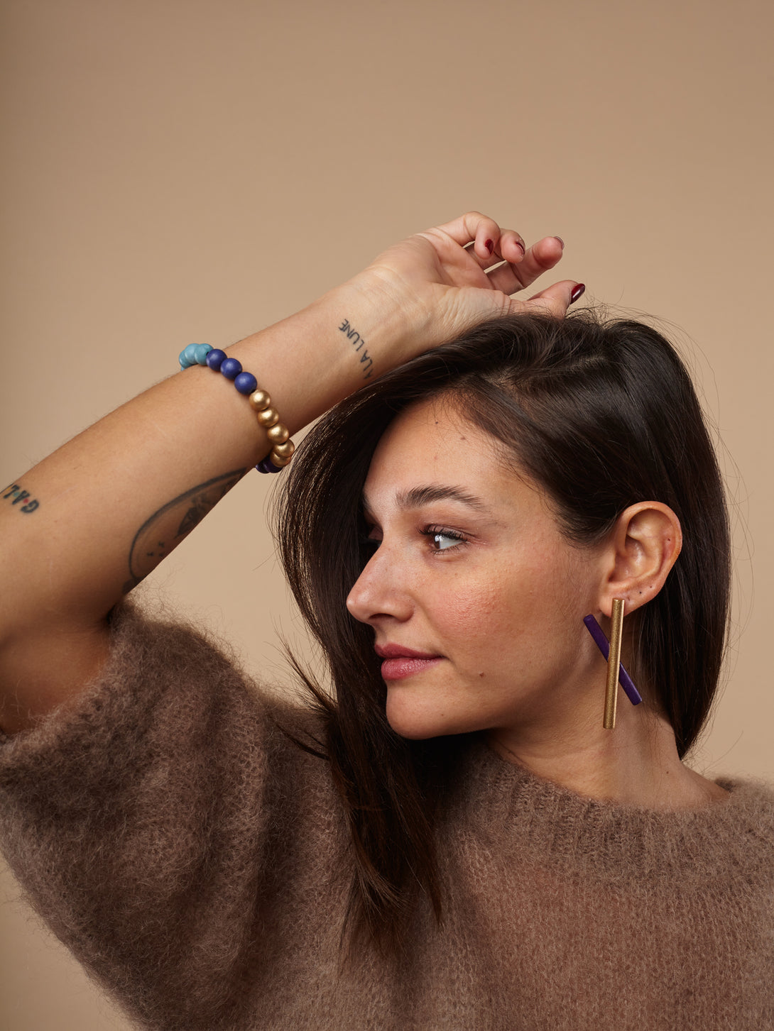 Orecchini a lobo legno Xavia-orecchini-Bijondo-viola-Bijondo